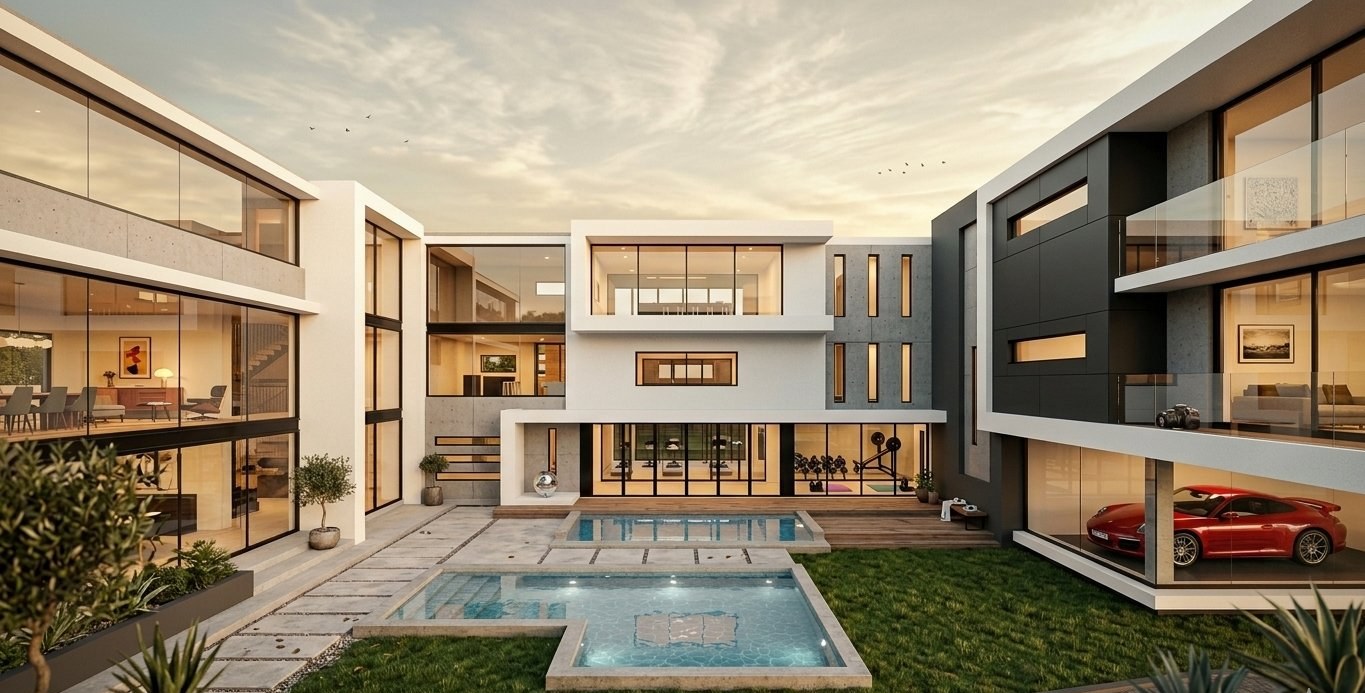 KNE Residence — internal pool court and gym